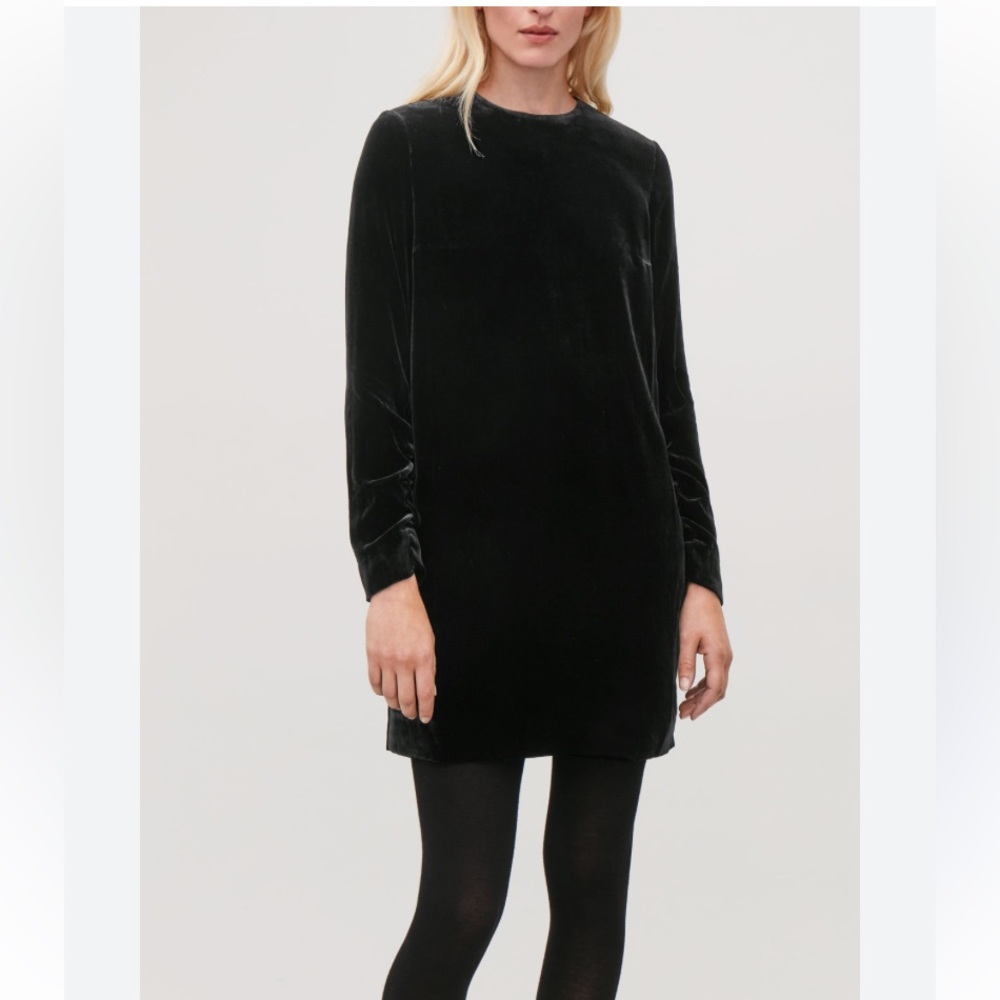 COS silk blend velvet dress.